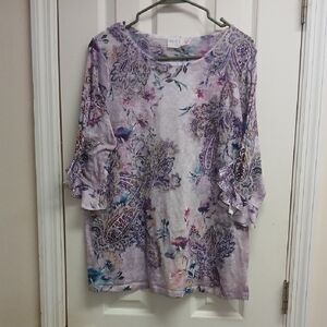 Time & True Lightweight Blouse With Floral And Studed Design Size L